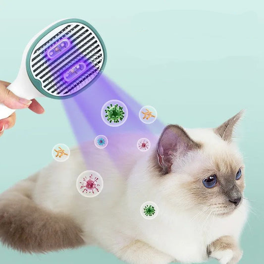 FluffEase - 2in1  Desinfizierende Katzenbürste mit UV-Licht